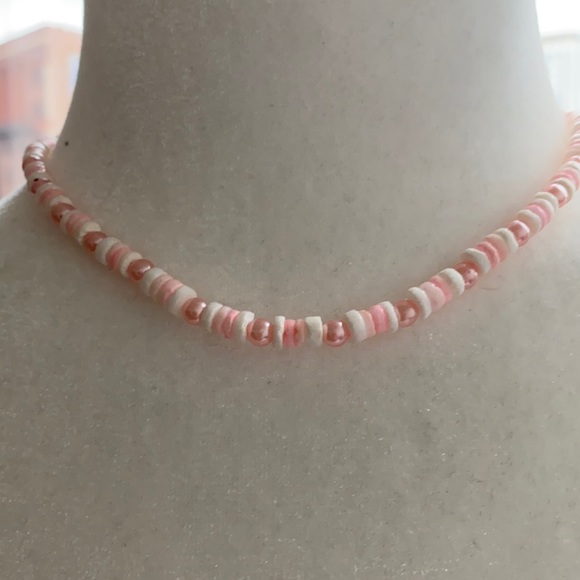 Handmade Beach Shell Flat Beaded Necklace - Picture 1 of 2